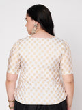 Plus Size Silk Blend Hand Block Printed Blouse