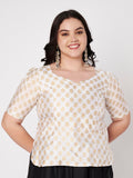 Plus Size Silk Blend Hand Block Printed Blouse