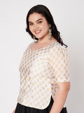 Plus Size Silk Blend Hand Block Printed Blouse