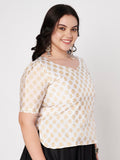 Plus Size Silk Blend Hand Block Printed Blouse
