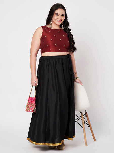 Plus Size Net Sequins Embroidered Blouse