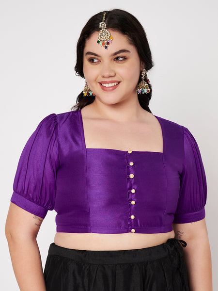 Plus Size Silk Blend Button Down Blouse