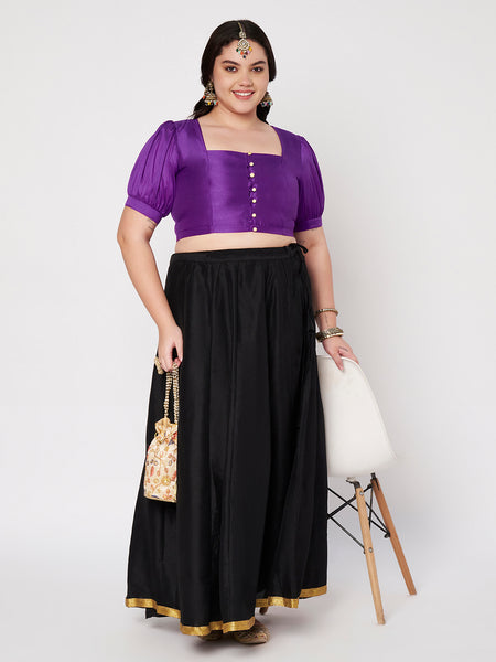 Plus Size Silk Blend Button Down Blouse