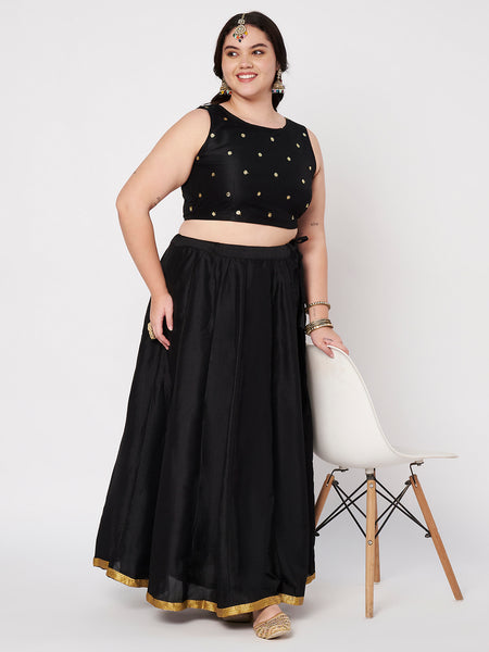 Plus Size Net Sequins Embroidered Blouse