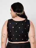 Plus Size Net Sequins Embroidered Blouse