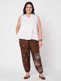 Plus Size Cotton Block Printed Placement Trouser