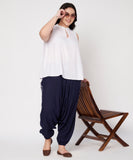 Plus Size Cotton Printed Pockets Drop Crotch Pants