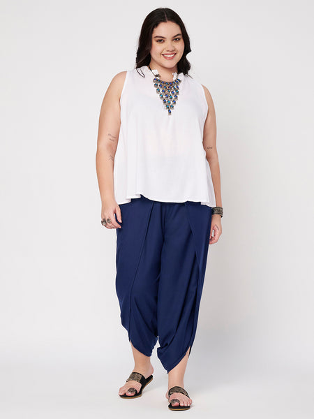 Plus Size Cotton Solid Dhoti