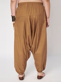 Plus Size Cotton Printed Pockets Drop Crotch Pants