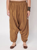 Plus Size Cotton Printed Pockets Drop Crotch Pants