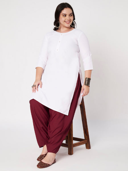Plus Size Viscose Solid Cowl Salwar