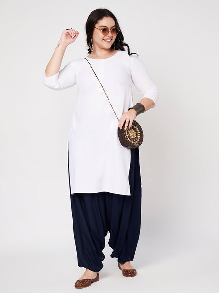 Plus Size Viscose Solid Cowl Salwar