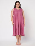 Plus Size Cotton Kalidaar Solid Dress