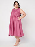 Plus Size Cotton Kalidaar Solid Dress