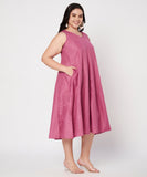 Plus Size Cotton Kalidaar Solid Dress