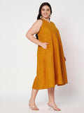 Plus Size Cotton Kalidaar Solid Dress