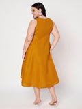Plus Size Cotton Kalidaar Solid Dress