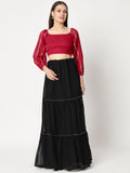 Georgette Linear Gota Embroidered Crop Top