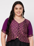 Plus Size Silk Blend Printed Button Down Blouse