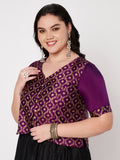Plus Size Silk Blend Printed Button Down Blouse
