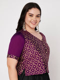 Plus Size Silk Blend Printed Button Down Blouse