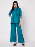 Cotton Side Print Trouser and Pintuck Kurti Co-ord