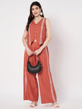 Cotton Side Print Trouser and Block printed Waistcoat Co-ord