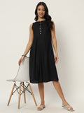 Cotton Pleated Button Dress