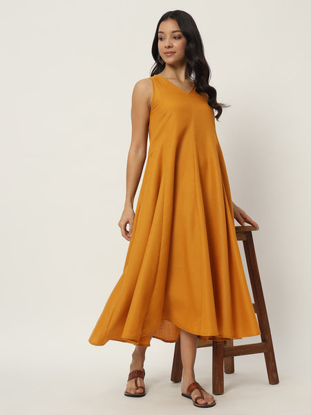 Cotton Kalidaar Solid Dress