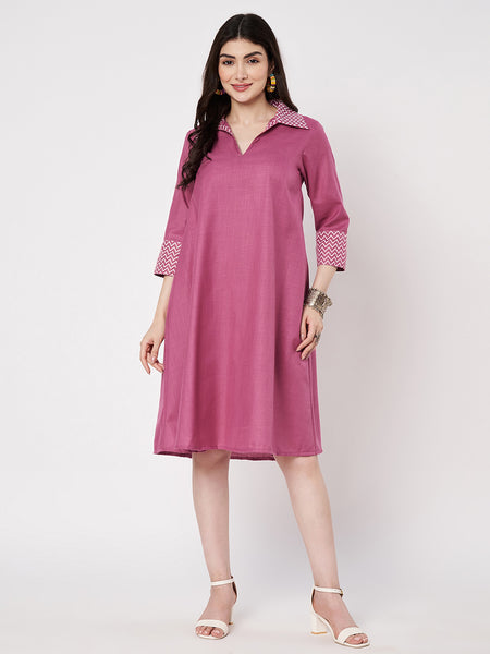 Cotton Cevron Collar Print Dress