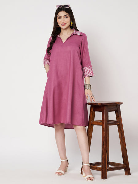 Cotton Cevron Collar Print Dress