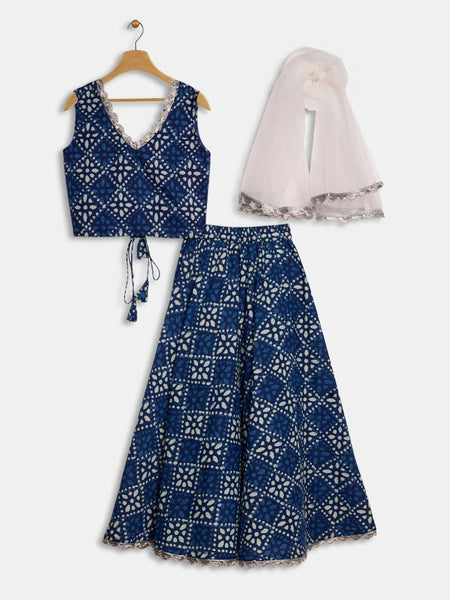 Cotton Printed Embellished Bias Lehenga Set