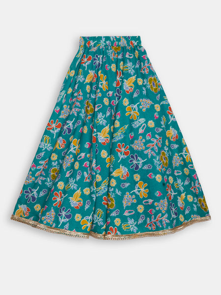 Cotton Printed Embellished Bias Skirt