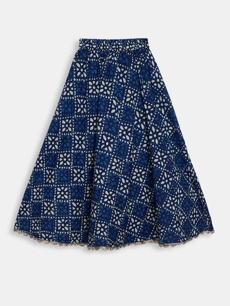 Cotton Printed Embellished Bias Skirt