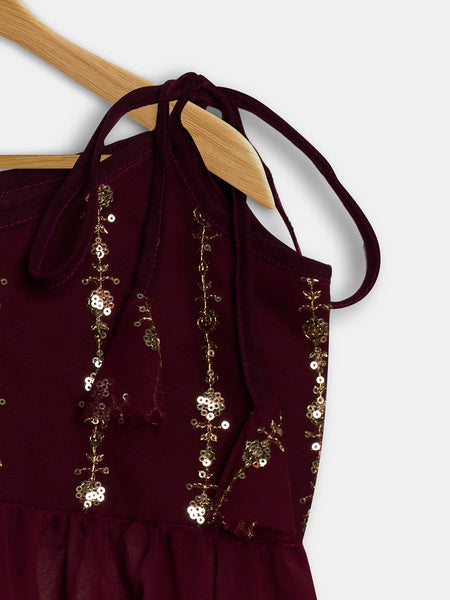 Georgette Embroidered Peplum Tie-up Top