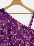 Silk Blend Block Printed One-Shoulder Top