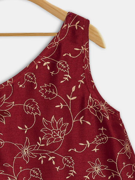 Silk Blend Block Printed One-Shoulder Top