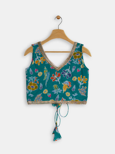 Cotton Embellished Back Tie Top