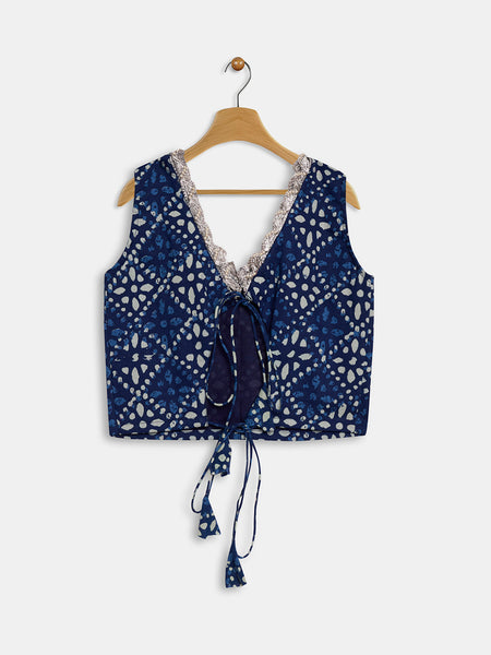 Cotton Embellished Back Tie Top