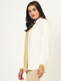 Slub and Tissue Panelled Shirt Kurti