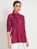 Viscose Bandhani Print Embellished Kurti