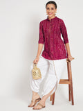 Viscose Bandhani Print Embellished Kurti