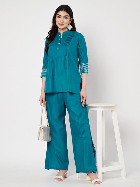 Cotton Block Printed Pintuck Kurti