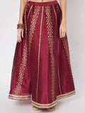Dupion Hand Block Printed Bias Lehenga Set