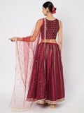 Dupion Hand Block Printed Bias Lehenga Set