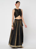 Dupion Hand Block Printed Bias Lehenga Set
