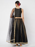 Dupion Hand Block Printed Bias Lehenga Set