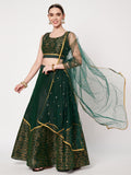 Dupion Block Printed Half and Half Lehenga Set