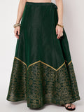 Dupion Block Printed Half and Half Lehenga Set