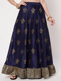 Dupion Hand Block Printed Bias Lehenga Set